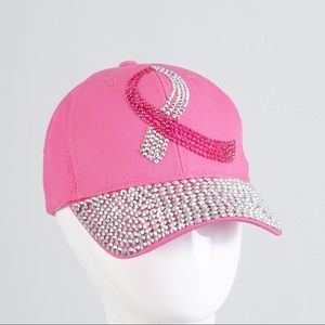 Rhinestone Breast Cancer Awareness Cap